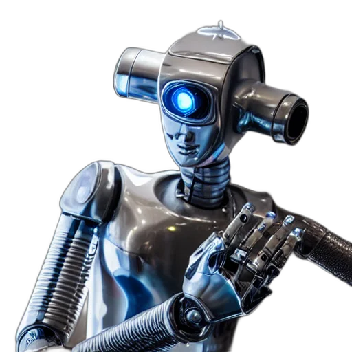 robot, staff, cyberpunk, concept art transparent PNG cut-out