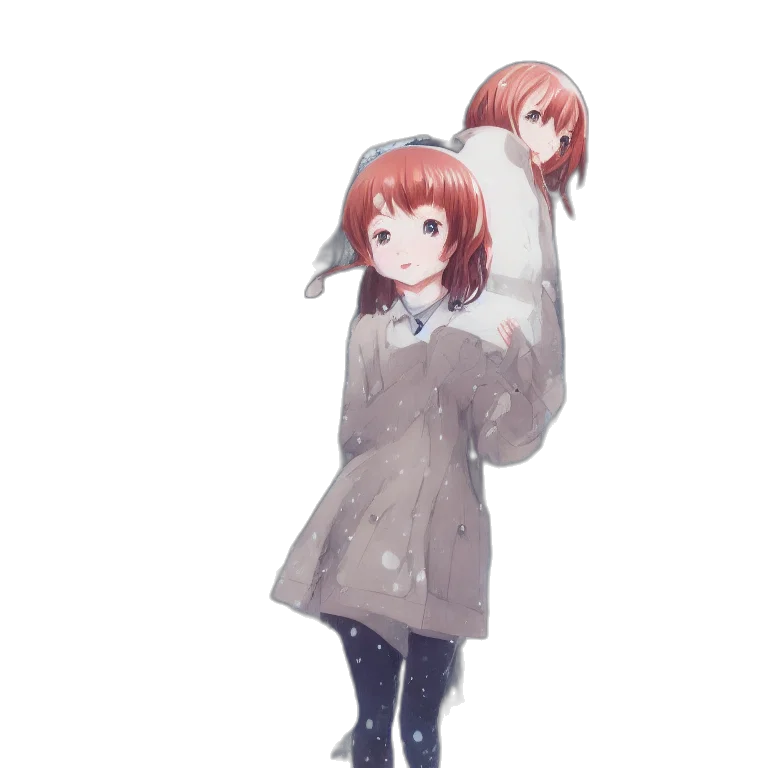 jacket, dress, staff, creature transparent PNG cut-out