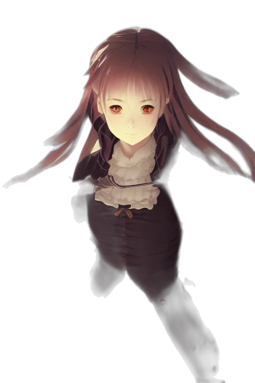 creature, dress, hair, staff transparent PNG cut-out
