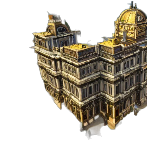 building, crown, 3d render, concept art transparent PNG cut-out