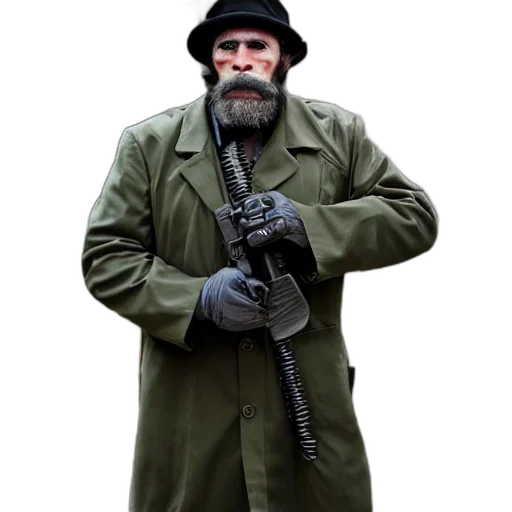 jacket, weapon, staff, hat transparent PNG cut-out