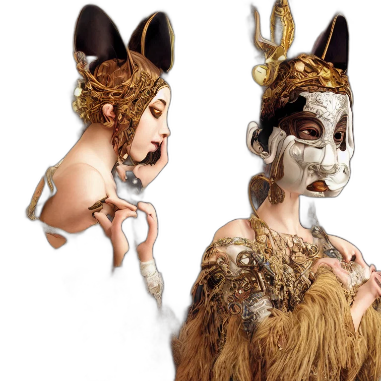 mask, concept art, fantasy art, photorealistic transparent PNG cut-out