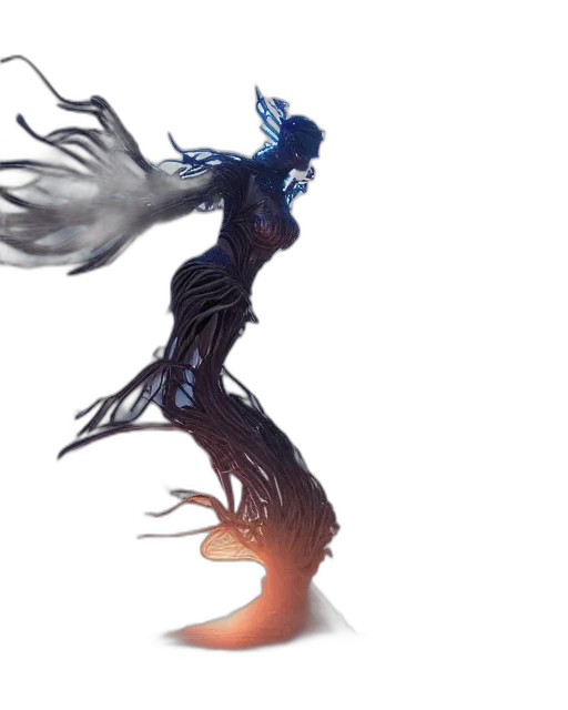 dress, hair, dragon, creature transparent PNG cut-out