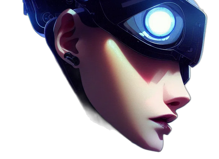 robot, face, mask, cyberpunk transparent PNG cut-out