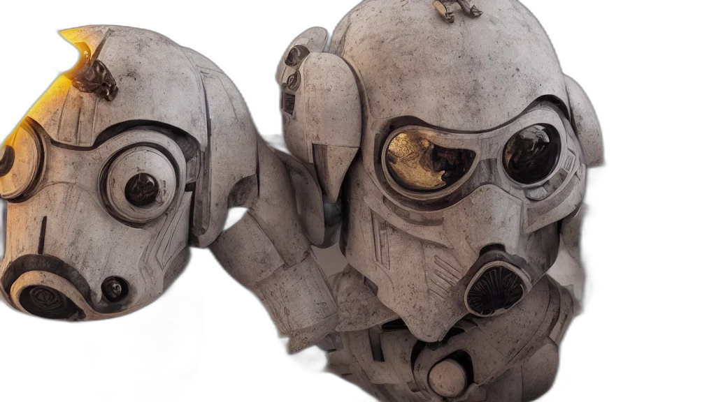 mask, robot, concept art, 3d render transparent PNG cut-out