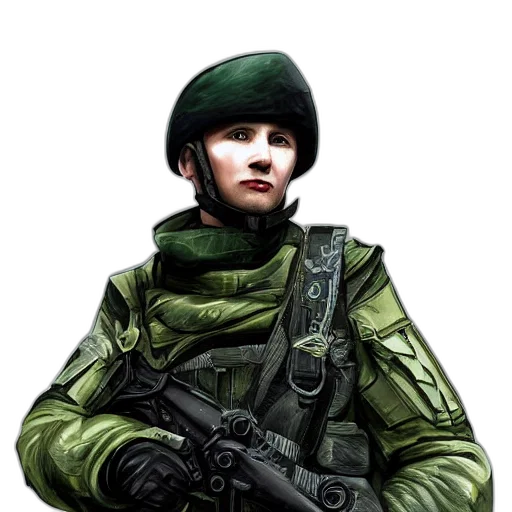 face, jacket, weapon, staff transparent PNG cut-out