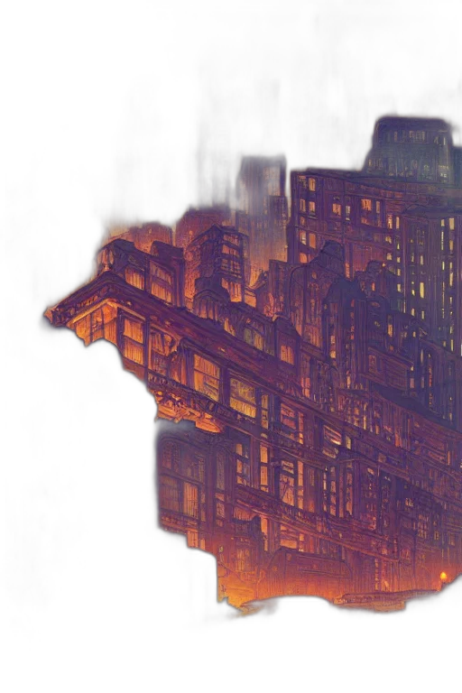 building, concept art, comic book art, cyberpunk transparent PNG cut-out