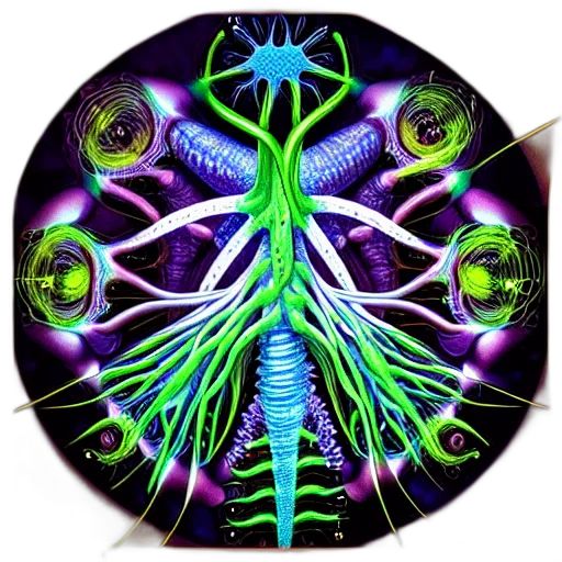 tree, fantasy art, concept art, neon transparent PNG cut-out