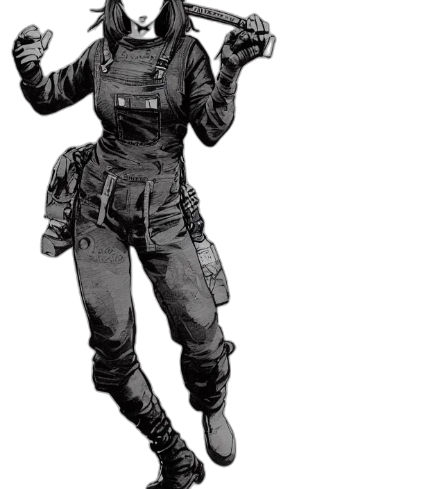 staff, jacket, weapon, mask transparent PNG cut-out