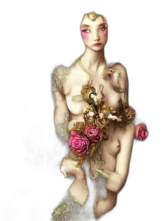 jewelry, dress, flower, fantasy art transparent PNG cut-out