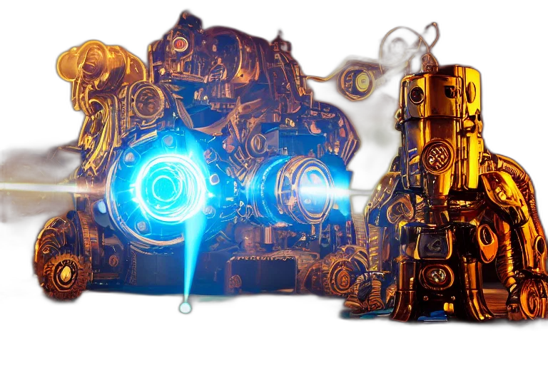 robot, weapon, concept art, 3d render transparent PNG cut-out