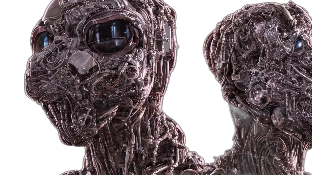 robot, mask, 3d render, cyberpunk transparent PNG cut-out