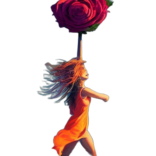 flower, dress, staff, umbrella transparent PNG cut-out