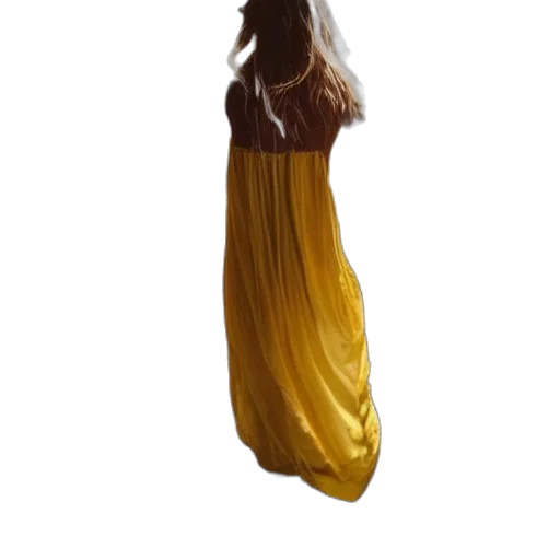 dress, hair, jewelry, staff transparent PNG cut-out