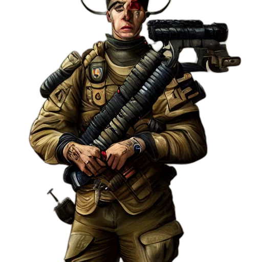 weapon, staff, jacket, concept art transparent PNG cut-out