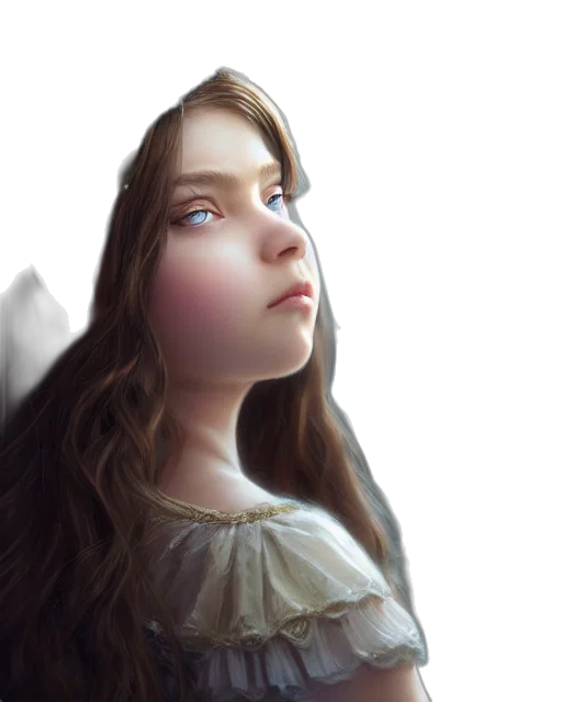 face, crown, dress, photorealistic transparent PNG cut-out