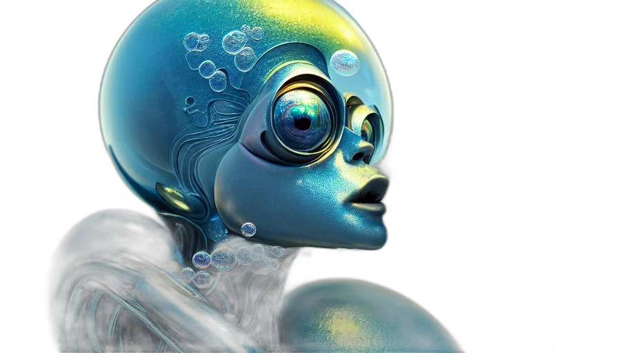 robot, concept art, 3d render, cyberpunk transparent PNG cut-out