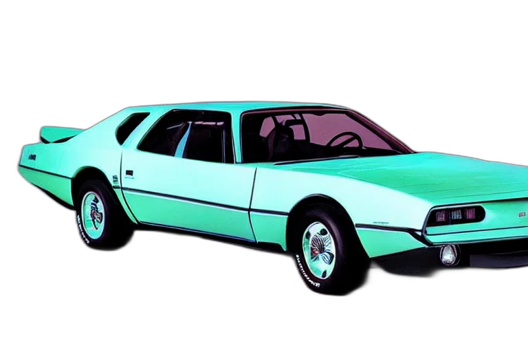 car, 3d render, vaporwave, photorealistic transparent PNG cut-out