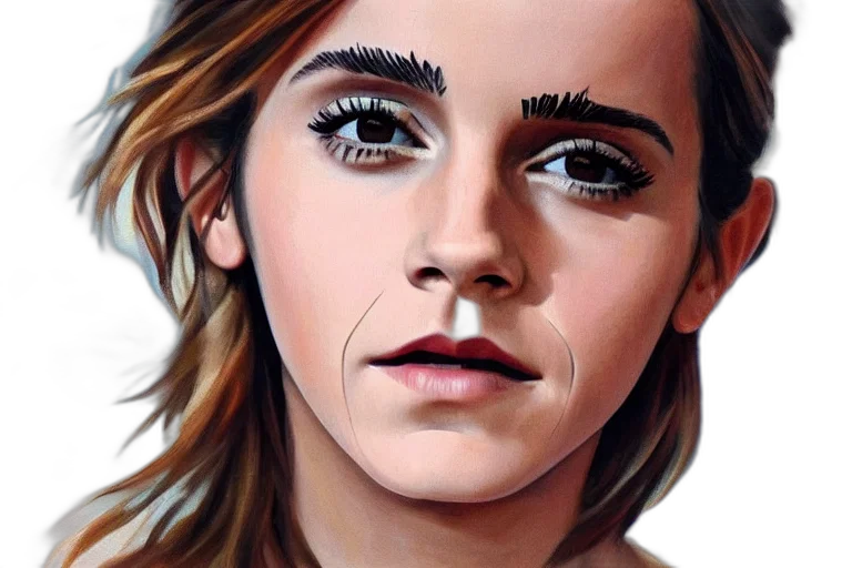 face, photorealistic, oil painting, cartoon transparent PNG cut-out