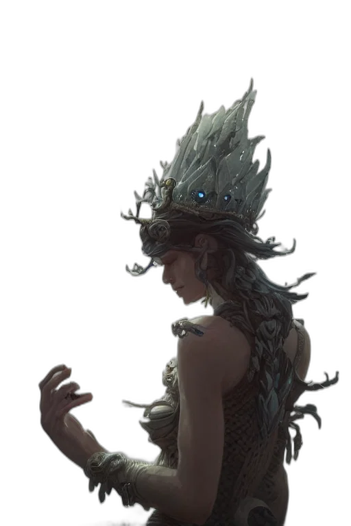 crown, hat, creature, staff transparent PNG cut-out