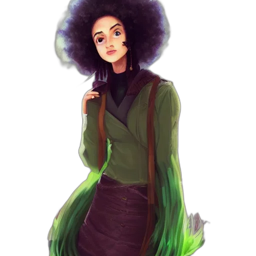 hair, staff, dress, jacket transparent PNG cut-out
