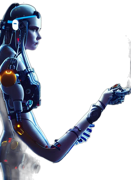 robot, cyberpunk, concept art, 3d render transparent PNG cut-out