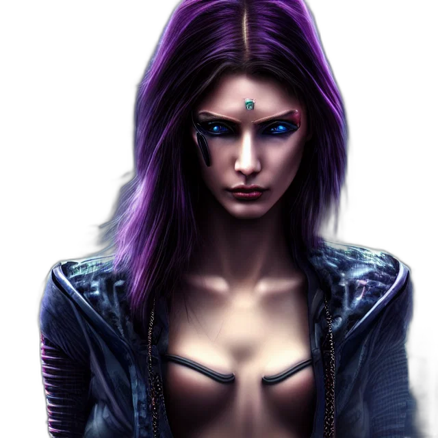 face, jewelry, jacket, cyberpunk transparent PNG cut-out