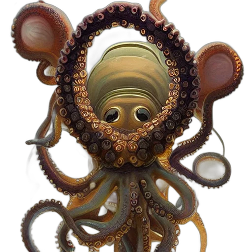 creature, mask, crown, staff transparent PNG cut-out