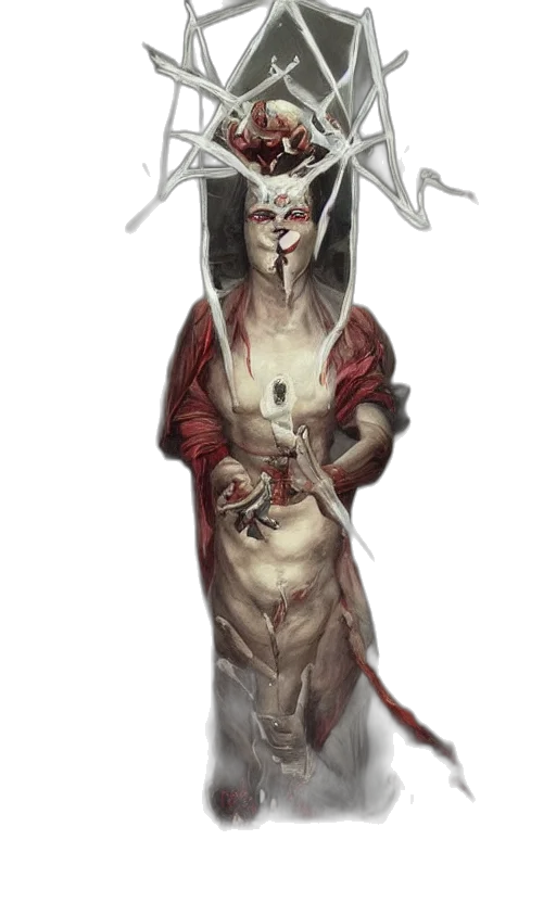 mask, dress, staff, creature transparent PNG cut-out