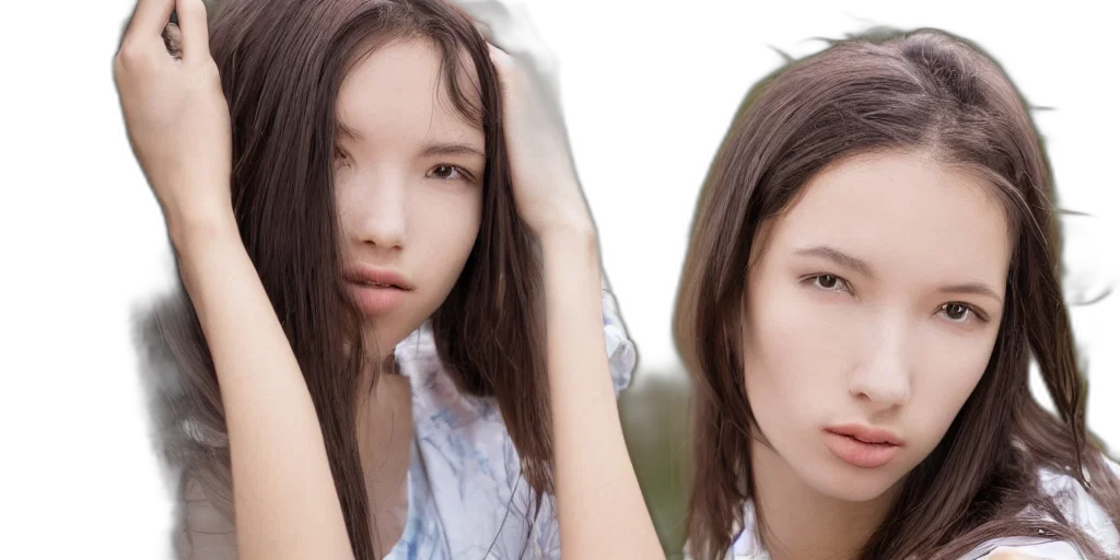 hair, face, photorealistic, 3d render transparent PNG cut-out