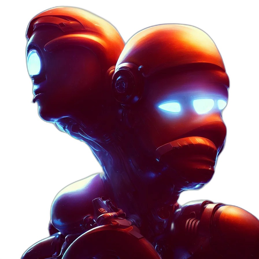 robot, face, cyberpunk, 3d render transparent PNG cut-out
