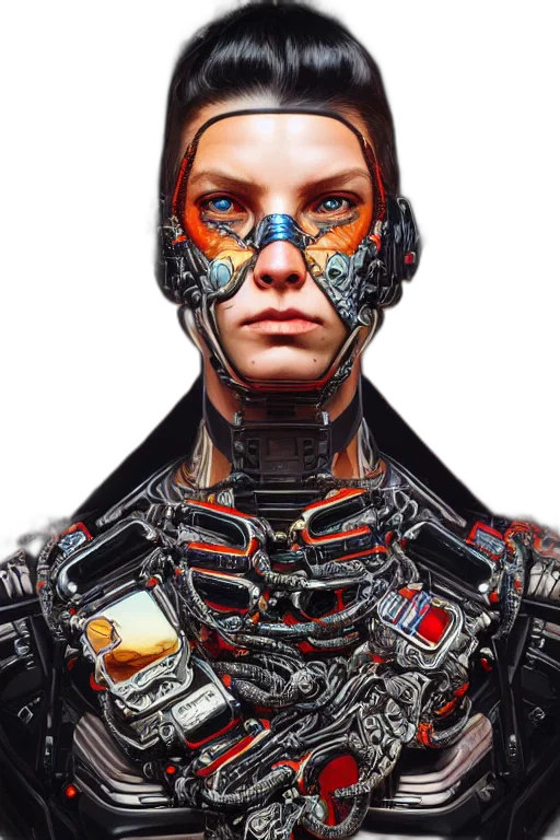 robot, face, cyberpunk, concept art transparent PNG cut-out