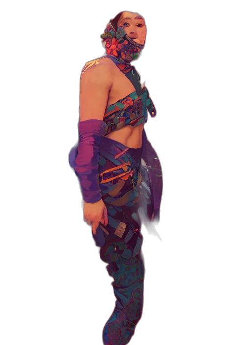 dress, mask, staff, jewelry transparent PNG cut-out