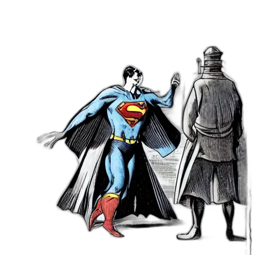 comic book art, concept art, cartoon, superman transparent PNG cut-out