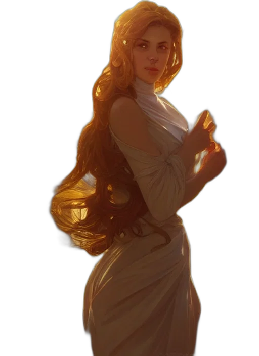 dress, crown, staff, fantasy art transparent PNG cut-out
