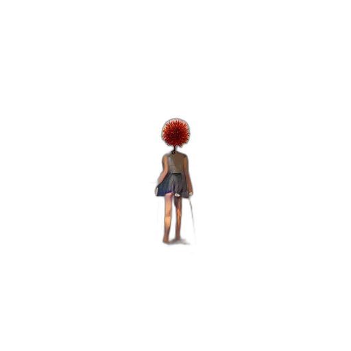 dress, hair, creature, staff transparent PNG cut-out