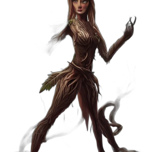 creature, staff, dress, fantasy art transparent PNG cut-out