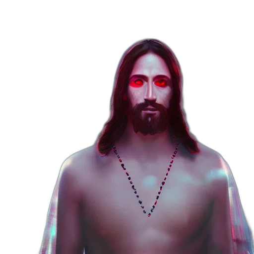 vaporwave, cyberpunk, concept art, jesus transparent PNG cut-out
