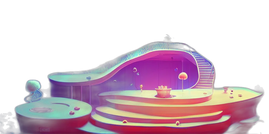 building, 3d render, vaporwave, concept art transparent PNG cut-out