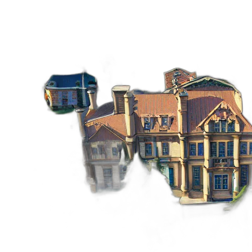 building, 3d render, concept art, watercolor transparent PNG cut-out