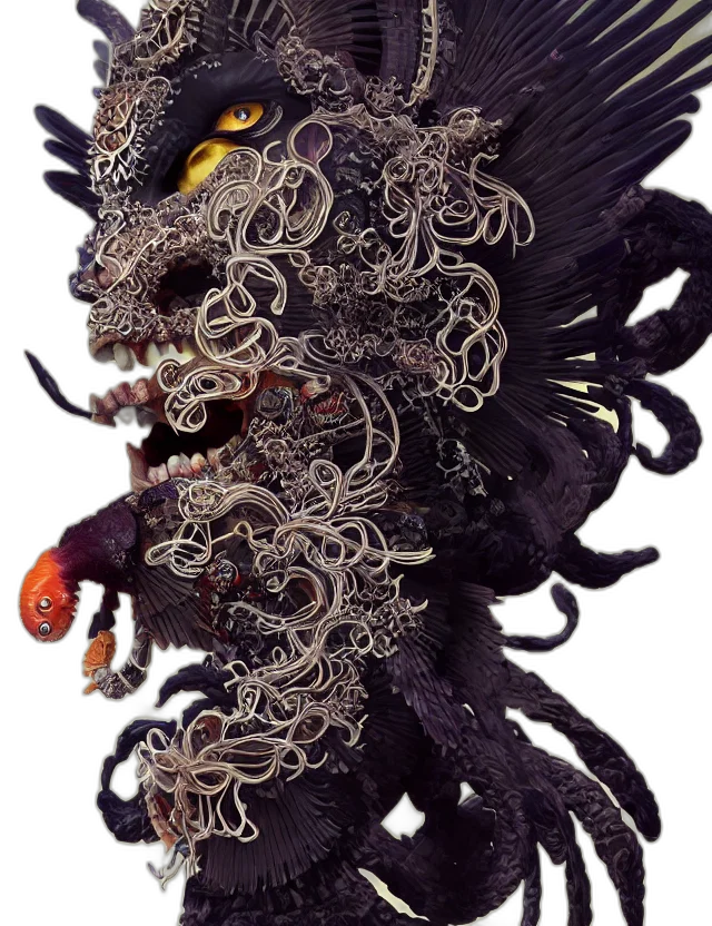 dragon, mask, creature, staff transparent PNG cut-out