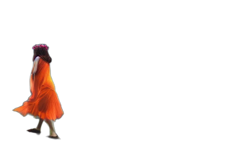 dress, staff, umbrella, hat transparent PNG cut-out
