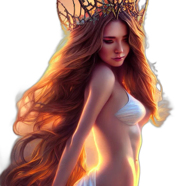 crown, dress, fantasy art, photorealistic transparent PNG cut-out