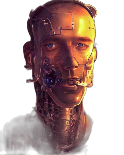 robot, face, mask, cyberpunk transparent PNG cut-out