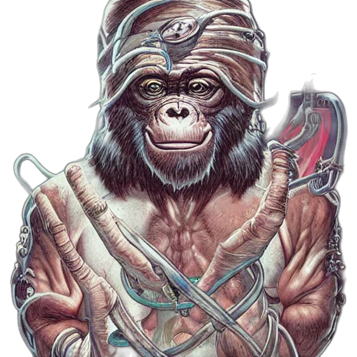 animal, creature, staff, comic book art transparent PNG cut-out