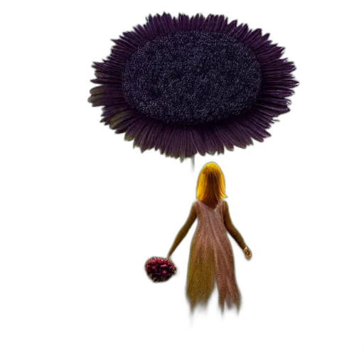 hair, umbrella, flower, staff transparent PNG cut-out