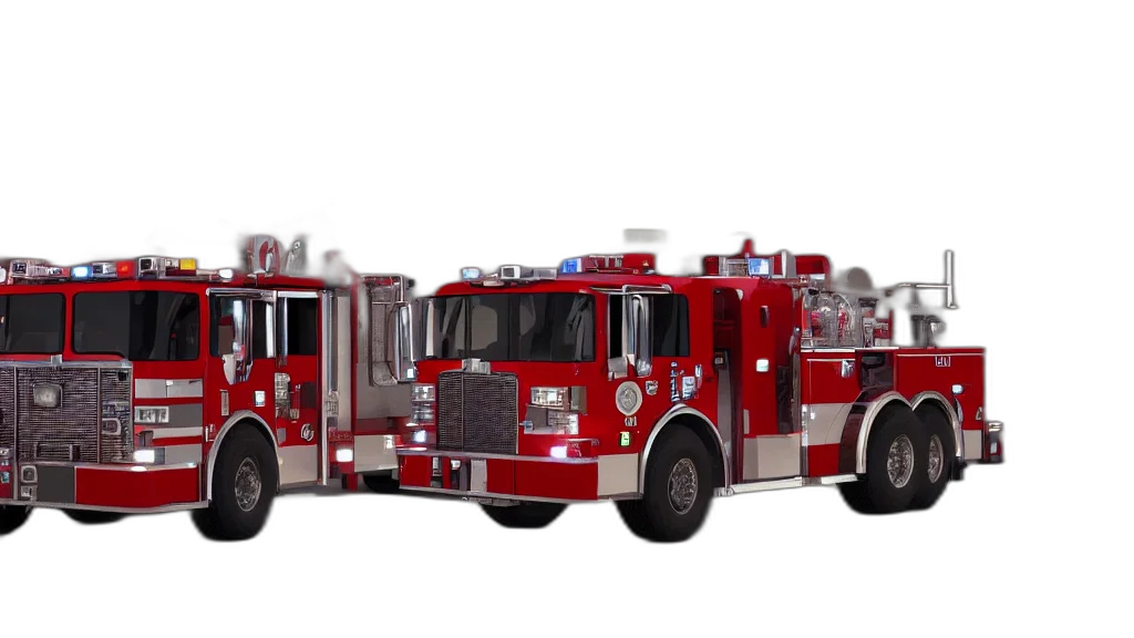 3d render, concept art, fire, firetruck transparent PNG cut-out
