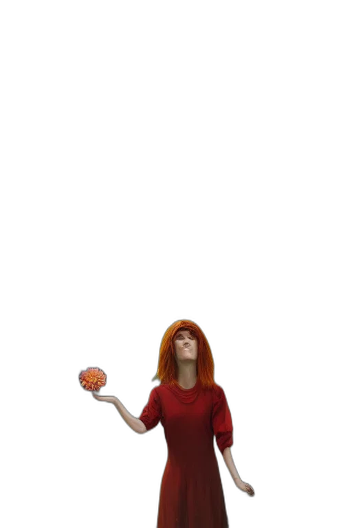 dress, staff, creature, mask transparent PNG cut-out