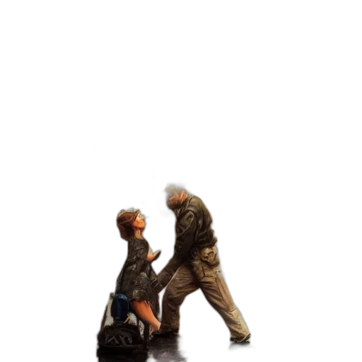jacket, umbrella, staff, pixel art transparent PNG cut-out