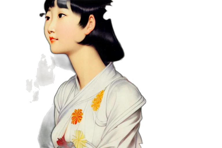 dress, staff, face, photorealistic transparent PNG cut-out